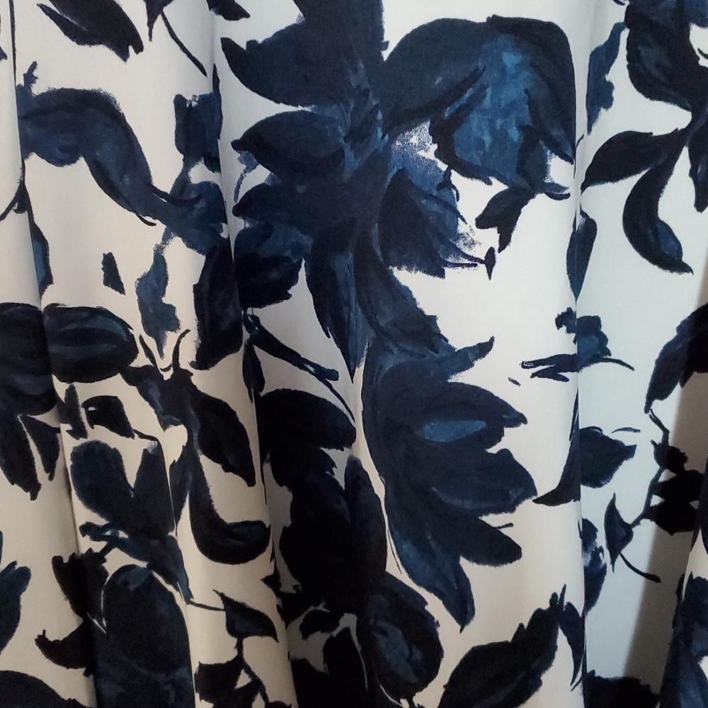 Stitch Fix Hail3y:23 Mixed Media A-line Midi Navy/White Floral Dress, XL, 16-18 - Picture 3 of 5